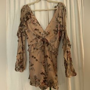 ZIMMERMANN Pale Pink Floral Silk Chiffon Romper Size 0